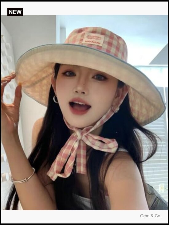 Reversible Plaid Wide Brim Sun Hat UPF 50+ Bucket Hat for Travel Beach Fishing main image 7